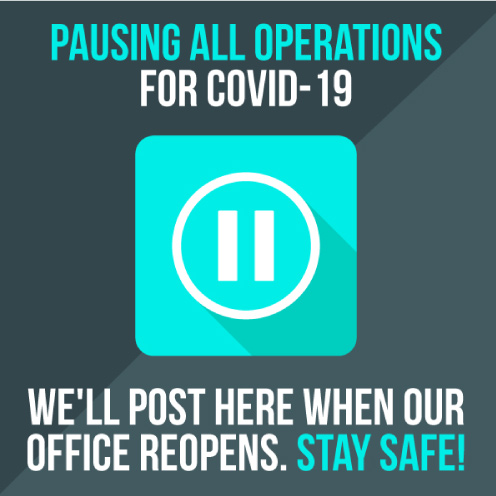 Graphic stating operations are paused for COVID-19